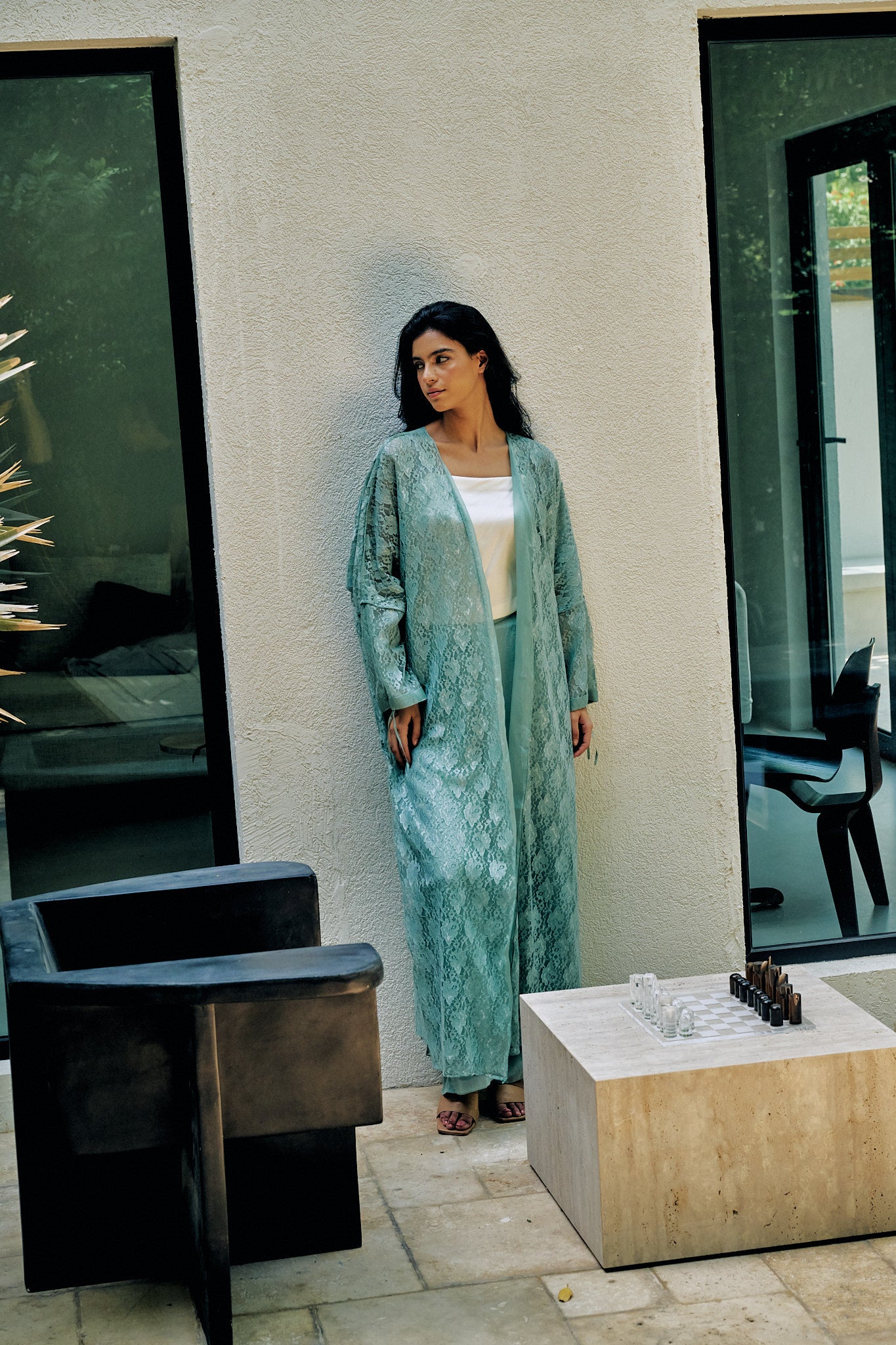 Organza Teal Cape