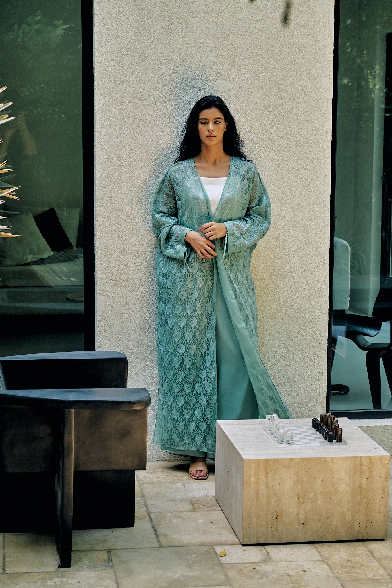 Organza Teal Cape