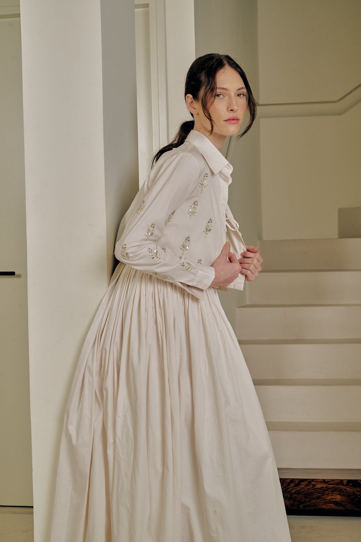 Feather Embroidery Summer Dress