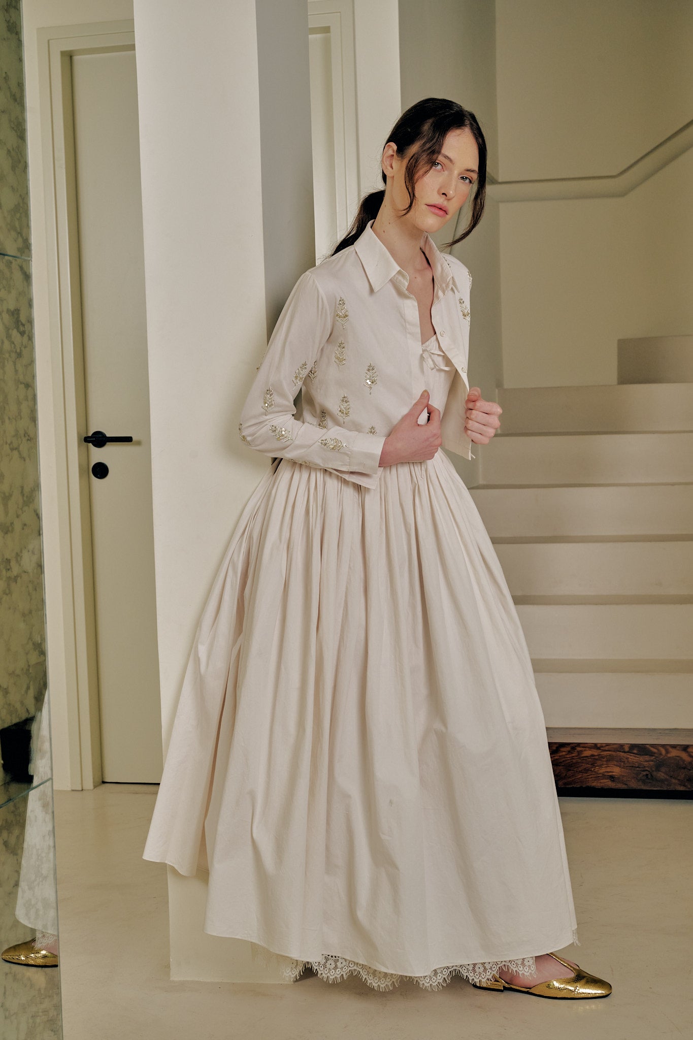 Feather Embroidery Summer Dress