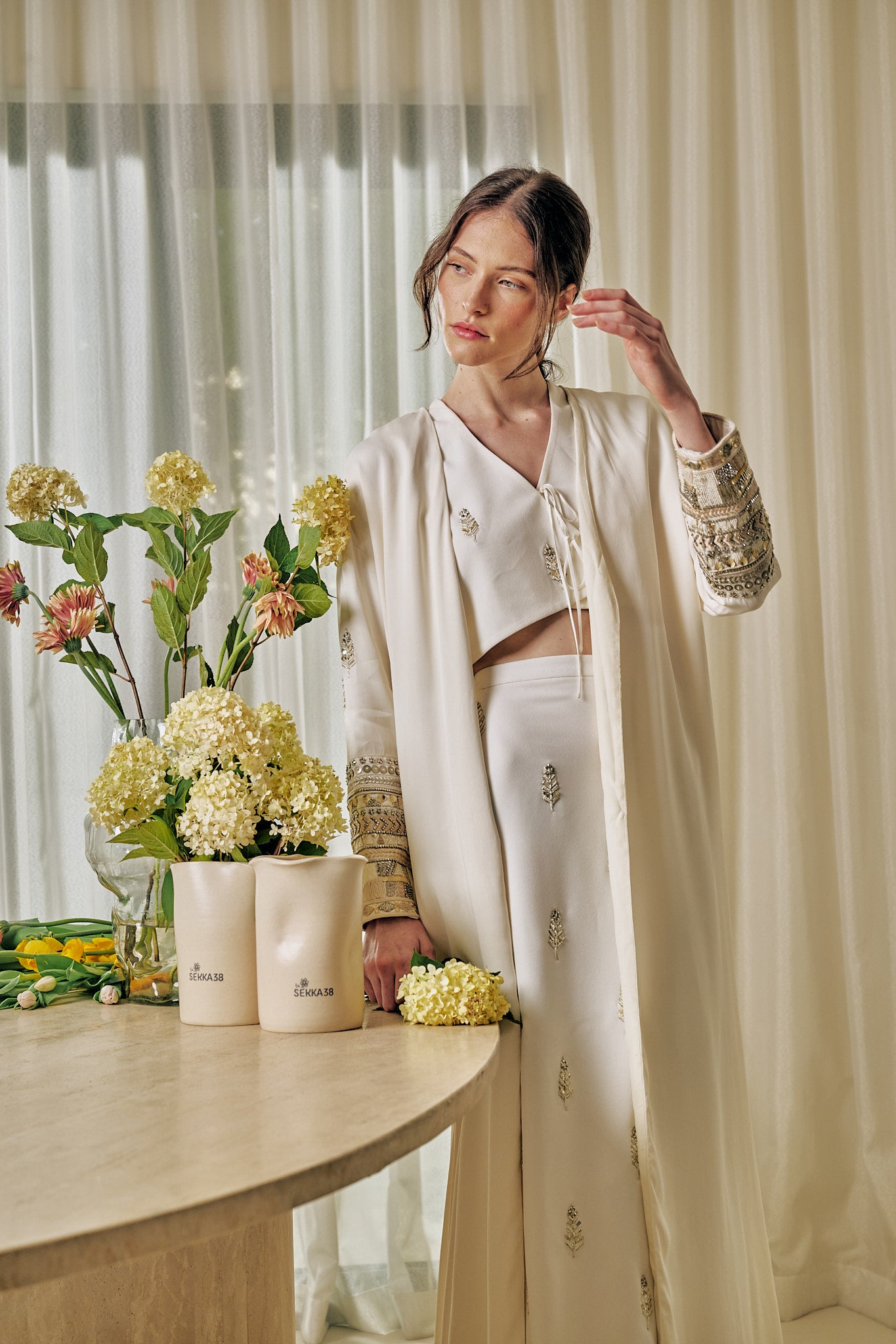 Cuff&arm Embellished Abaya