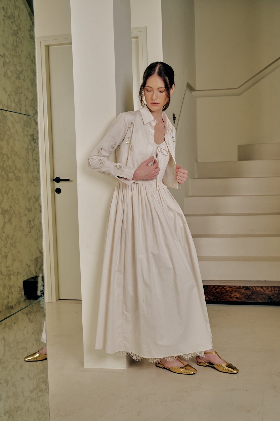 Feather Embroidery Summer Dress