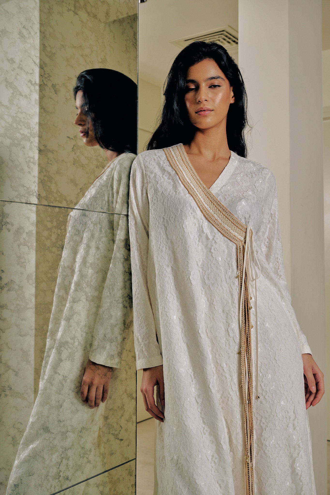 Ivory Lace Abaya