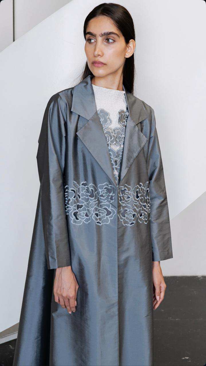 Flower embroidered abaya