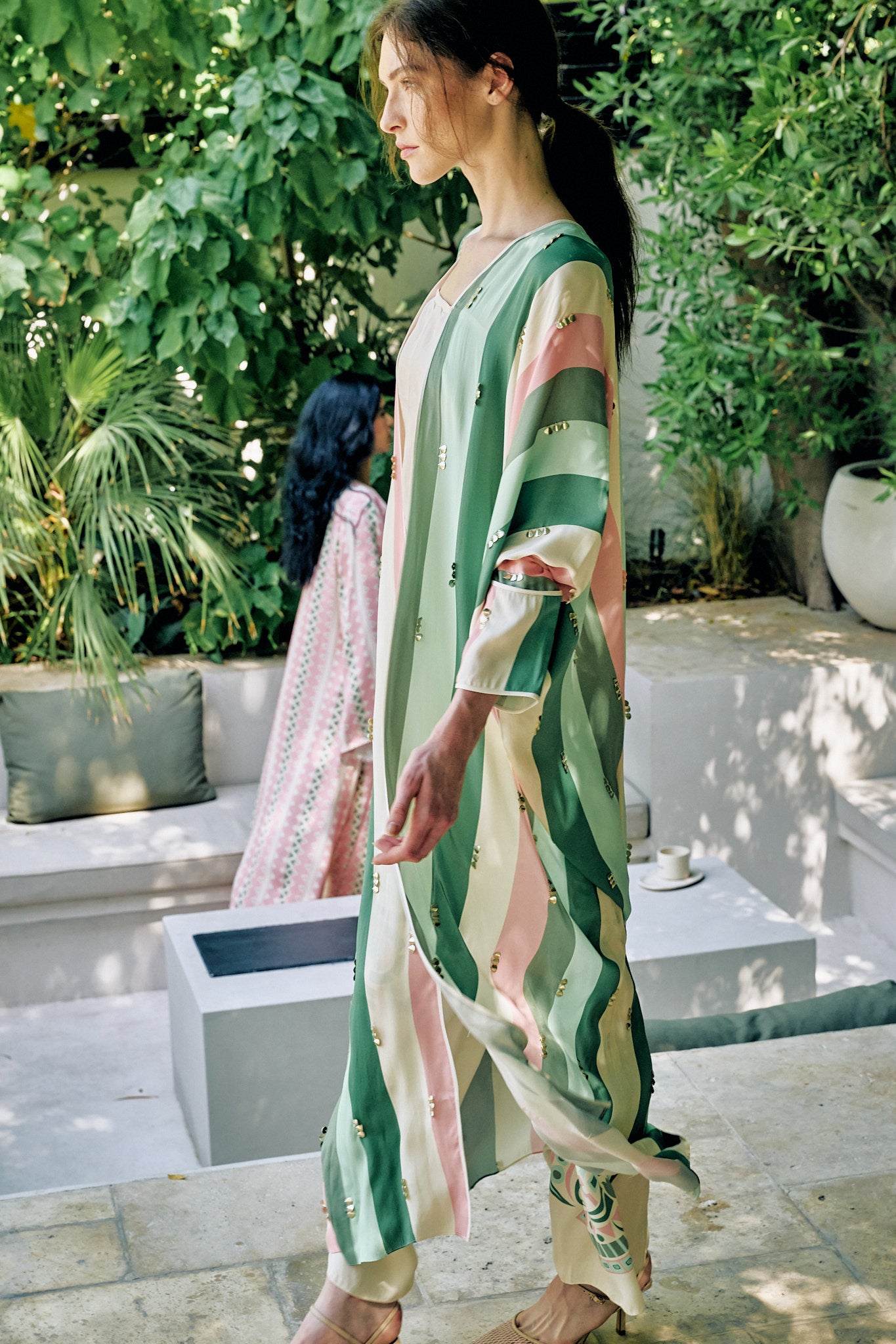 Stripe Embroidered Abaya