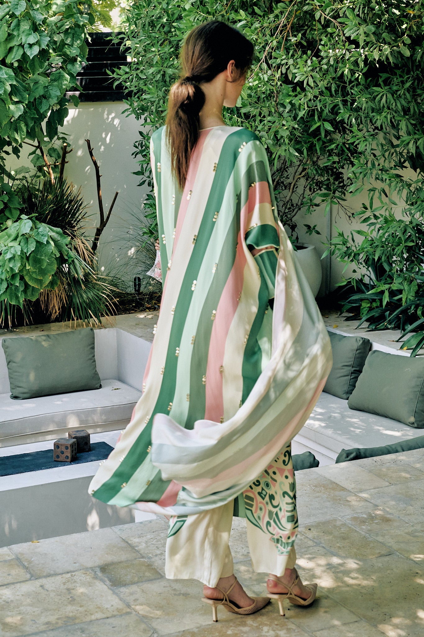 Stripe Embroidered Abaya
