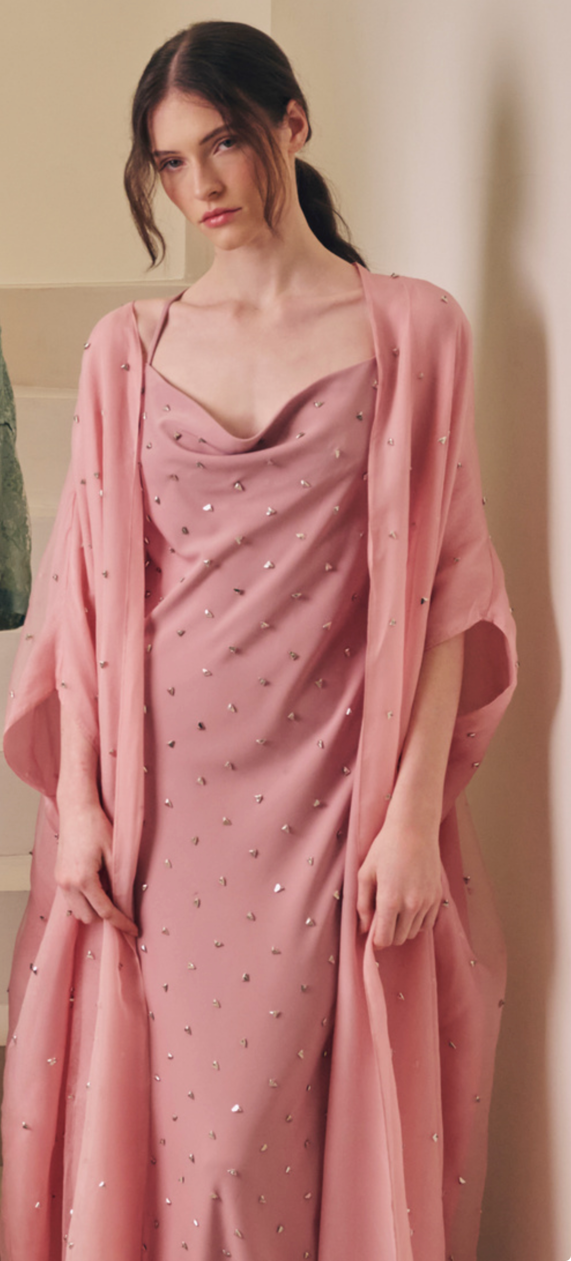 Pink Organza Cape (Semi Heavy)