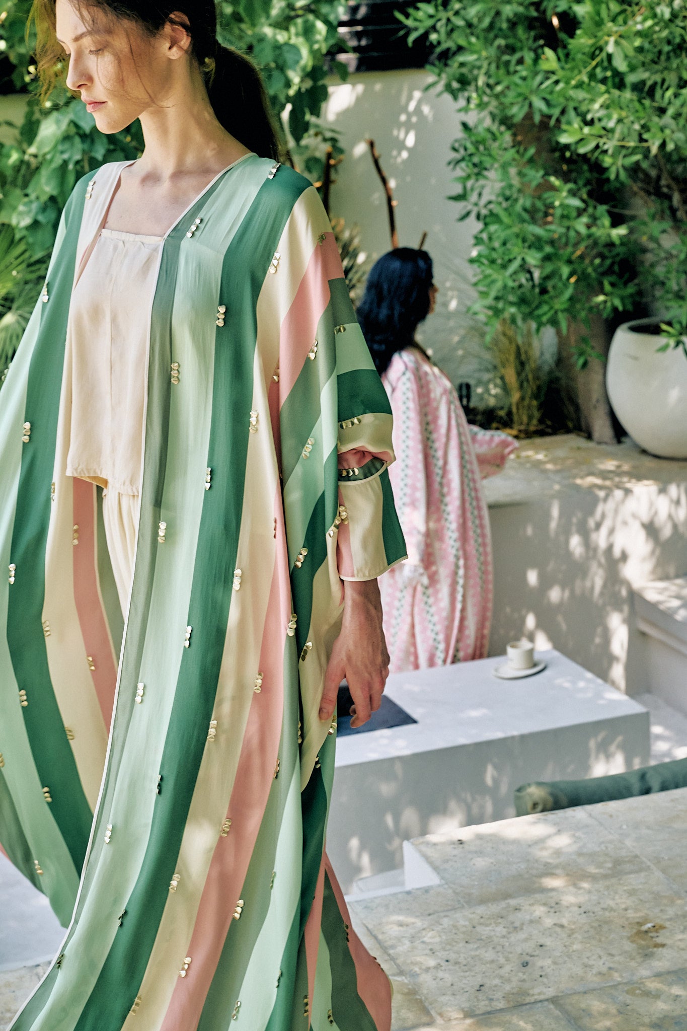 Stripe Embroidered Abaya